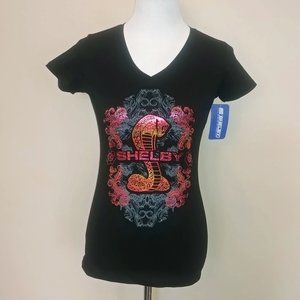 Shelby Cobra T-Shirt Rainbow Foil Graphic  Ladies Size Large - NWT